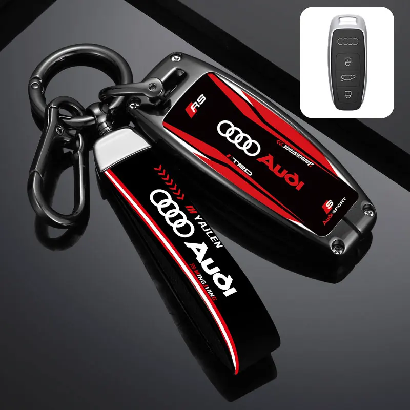 Car Remote Key Case Cover Shell Fob For Audi A3 A4 B9 A6 A7 4K A8 E-tron Q5 Q8 C8 D5 SQ8 Protector Bag Keychain Auto Accessories