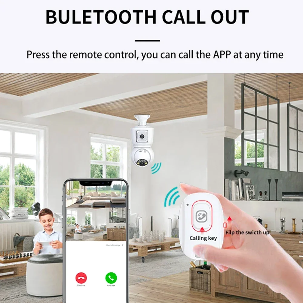 4K 8MP Bulb WiF IP Camera Dual Lens Dual Screen PTZ 360° Video Baby Monitor CCTV Surveillance Bulb Security Camera ICsee