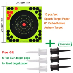 10Pcs/set 8 Inch Paintball Targets Splatter Bloom Stickers Splatter Target Paper Fluorescent Stickers Free 6 Target Pegs