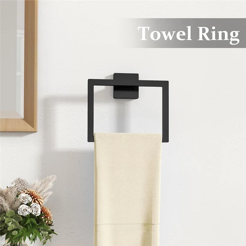 【Flash-Deal!】10-Piece Stainless Steel Towel Racks Set Matte Black For Bathroom Hardware Accessories 24 Inch Towel Bar