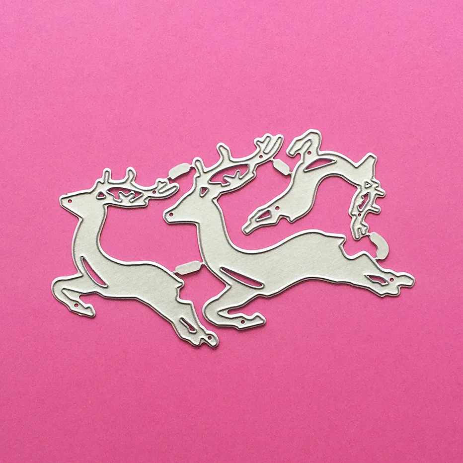 Three Jumping Deer Scrapbooking Cutting Dies Yiwu stock clearance DIY Paper gift Card Making metal craft Album