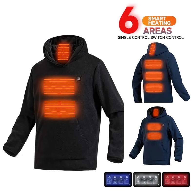 

New Portable Charger Heated Hoodie Unisex USB 5V/2V Pullover Custom Hoodie Winter Sports Sweater Constant Temperature Warm Tops