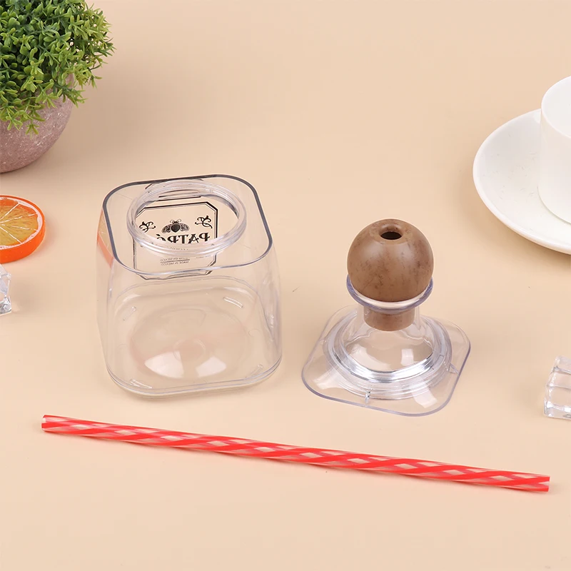1/2/4Pcs 375ml Mini Tequila Bottles 15*8.3cm Acrylic Reusable Cups With Straw Hole Decoration Patron Bottles Empty For Drinking