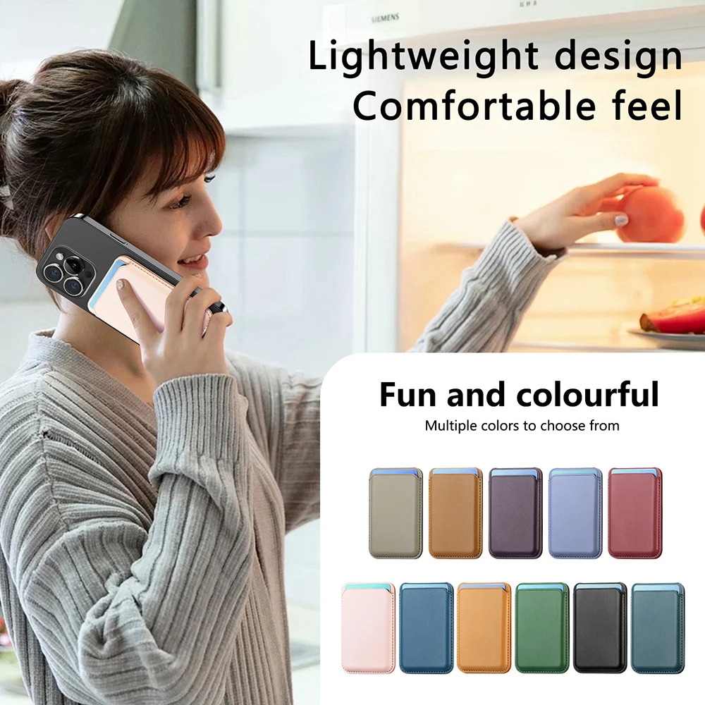 Magnetischer Kartenhalter aus Leder PU-Kartenhülle Ausweishalter Handy-Rückseiten-Aufkleber-Tasche für Magsafe iPhone 17 Kartenhalterhülle – Detail 8
