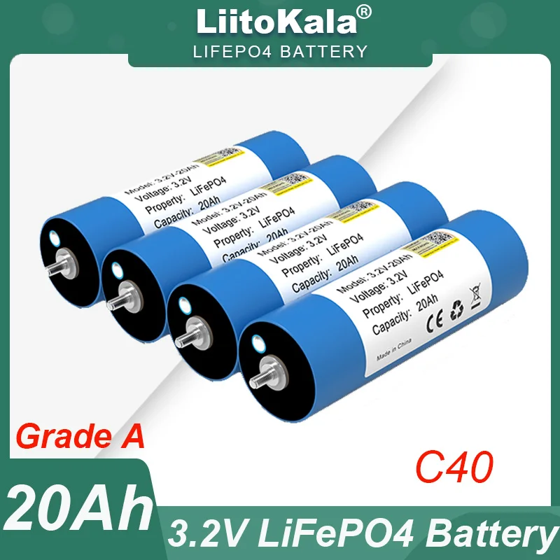 4 sztuki LiitoKala 3.2V 20Ah akumulator LiFePO4 46160 ogniwo fosforanowe do 4S 12V 24V do silników motocyklowych klasy modyfikacji