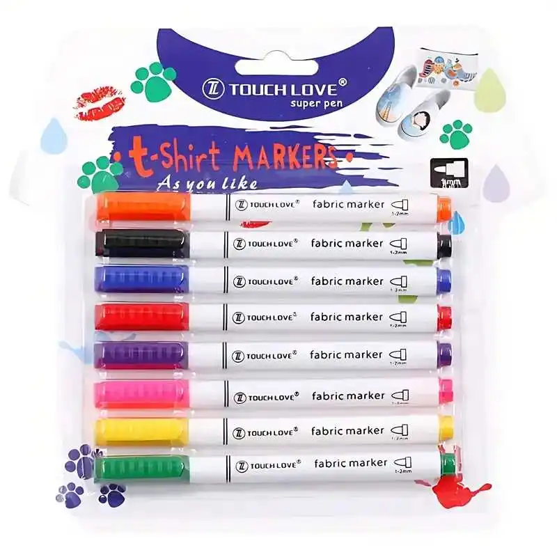 8pcs Fabric Textile Marker Pens for T Shirts and DIY Art
