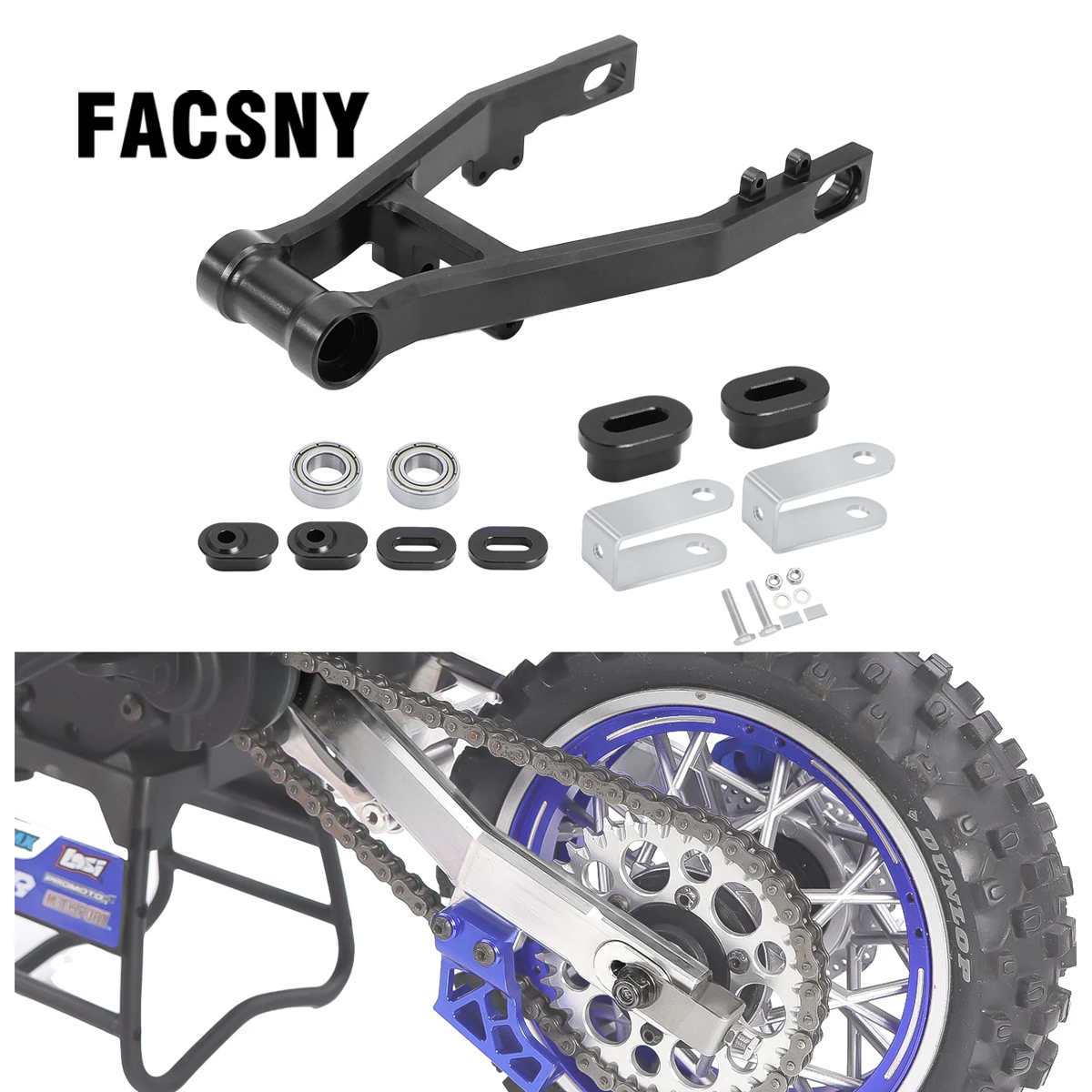 Aluminum 7075 Rear Swing Arm With Adjustable Wheel Chain Tension For LOSI 1/4 PROMOTO-MX MOTORCYCLE LOS06000 LOS06002 LOS264000