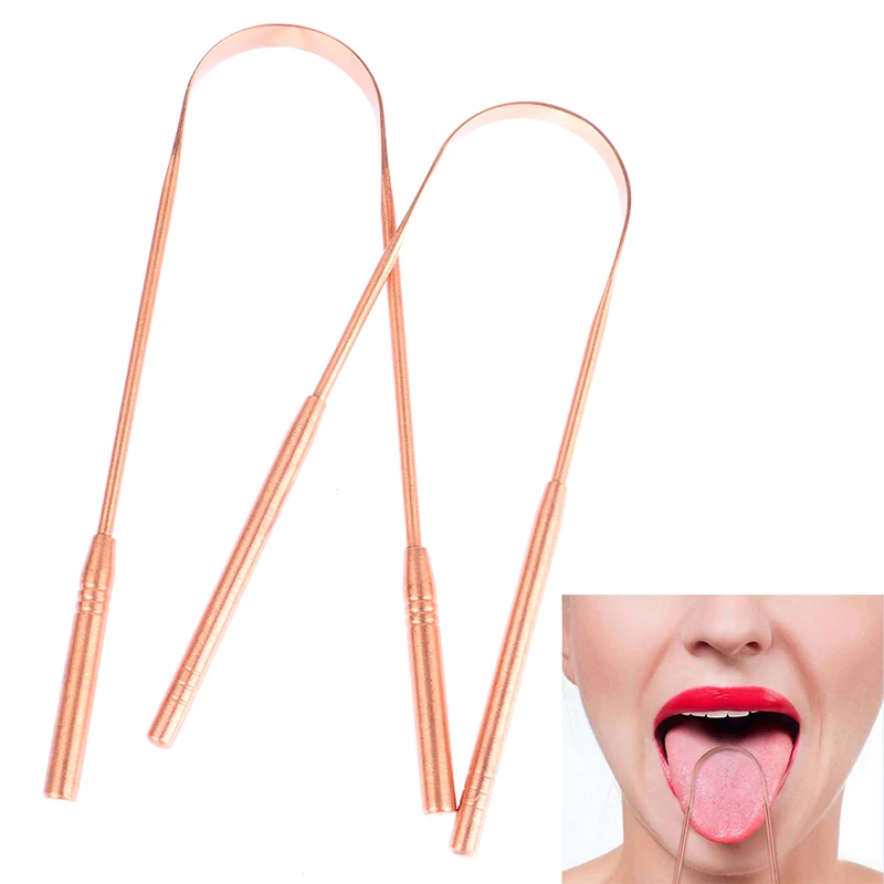 Raspador de lengua de cobre para hombres y mujeres, cepillo de dientes, herramienta de higiene bucal, cuidado de la salud, 1 unidad