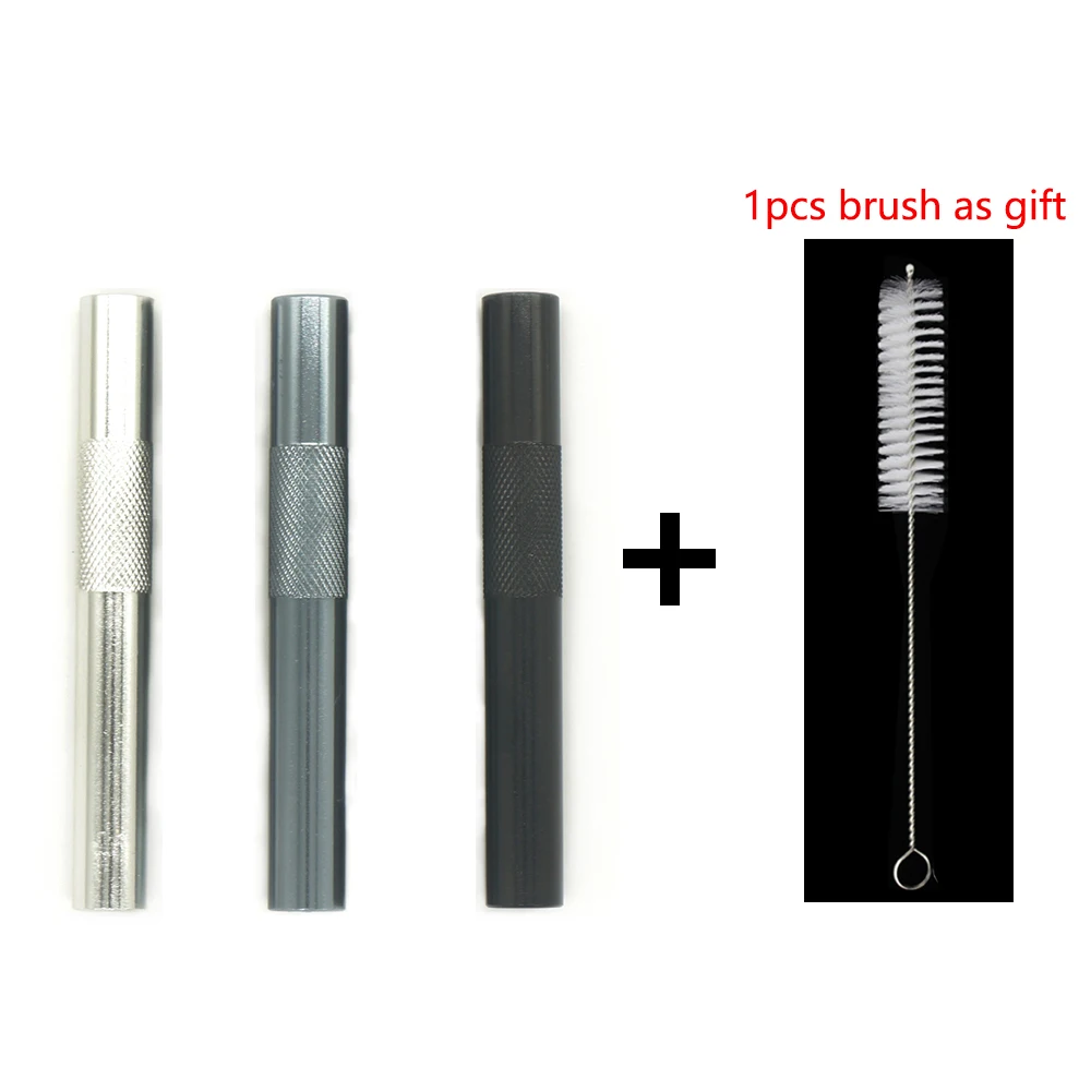 3/6/10Pcs Metal Straw Aluminium Alloy Tube With Cleaning Brush Gadget For Men Smoking Accessories Tobacco Herb Tool For Women