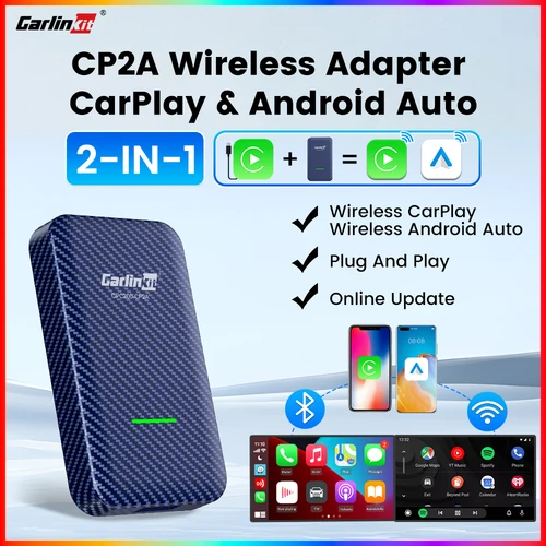 CarlinKit 4,0 adaptador inalámbrico 2 en 1 inalámbrico Android Auto CarPlay 1 a 2 caja de coche inteligente Plug & Play actualización OTA para coches CarPlay