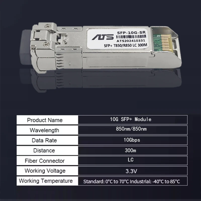 10G SFP+ Module Multi-Mode SR Duplex LC Gigabit 850nm 300m Fiber SFP Transceiver Module Compatible for Cisco/Mikrotik Switch