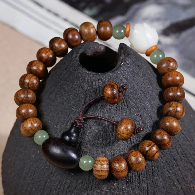 Sandalwood and rosewood DIY Buddhist prayer , abacus beads, wooden multi-bead three-way decorative bracelet for me
