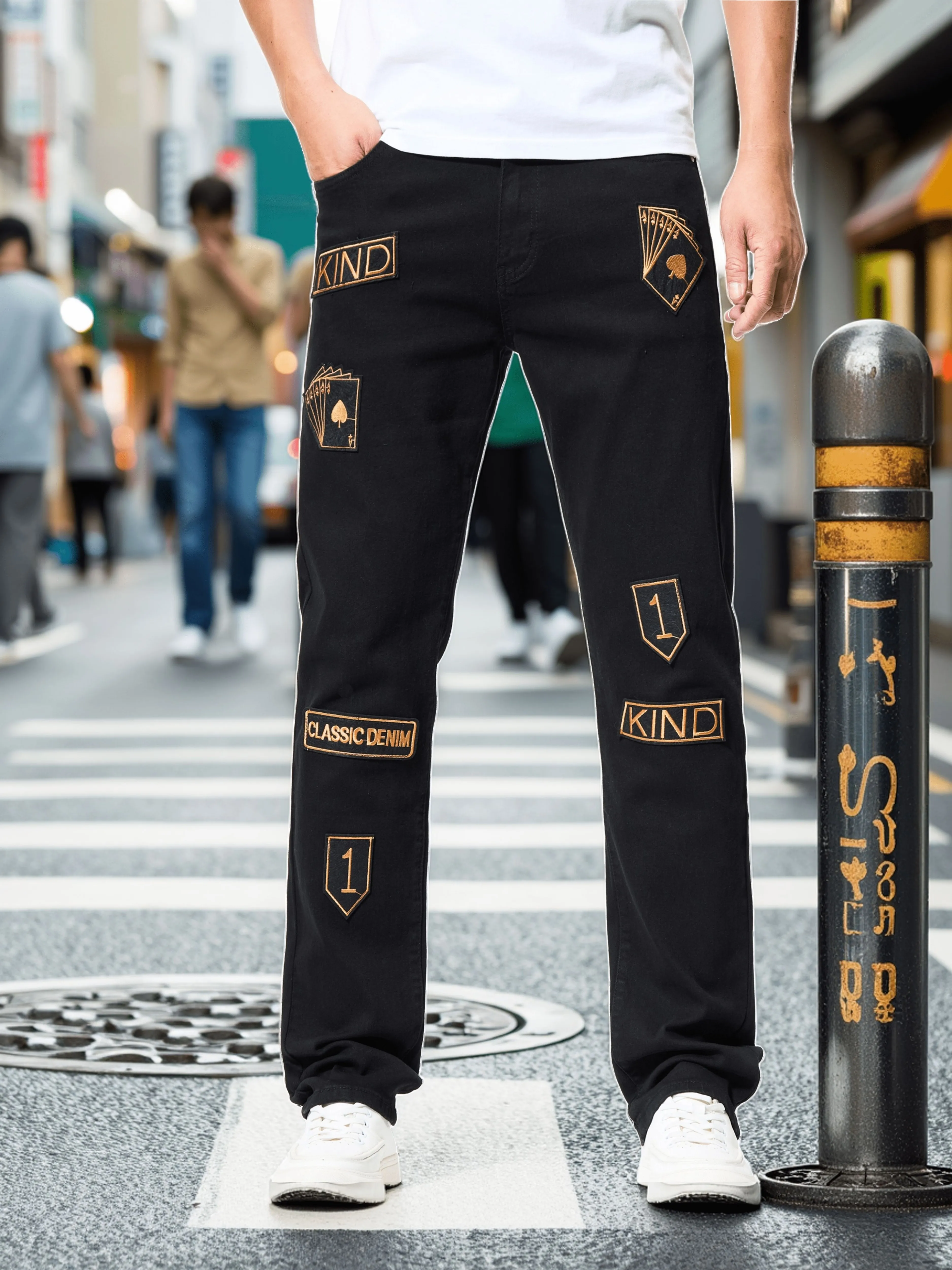 

Новые европейские и американские модные старые джинсы в стиле локомотива в стиле ретро