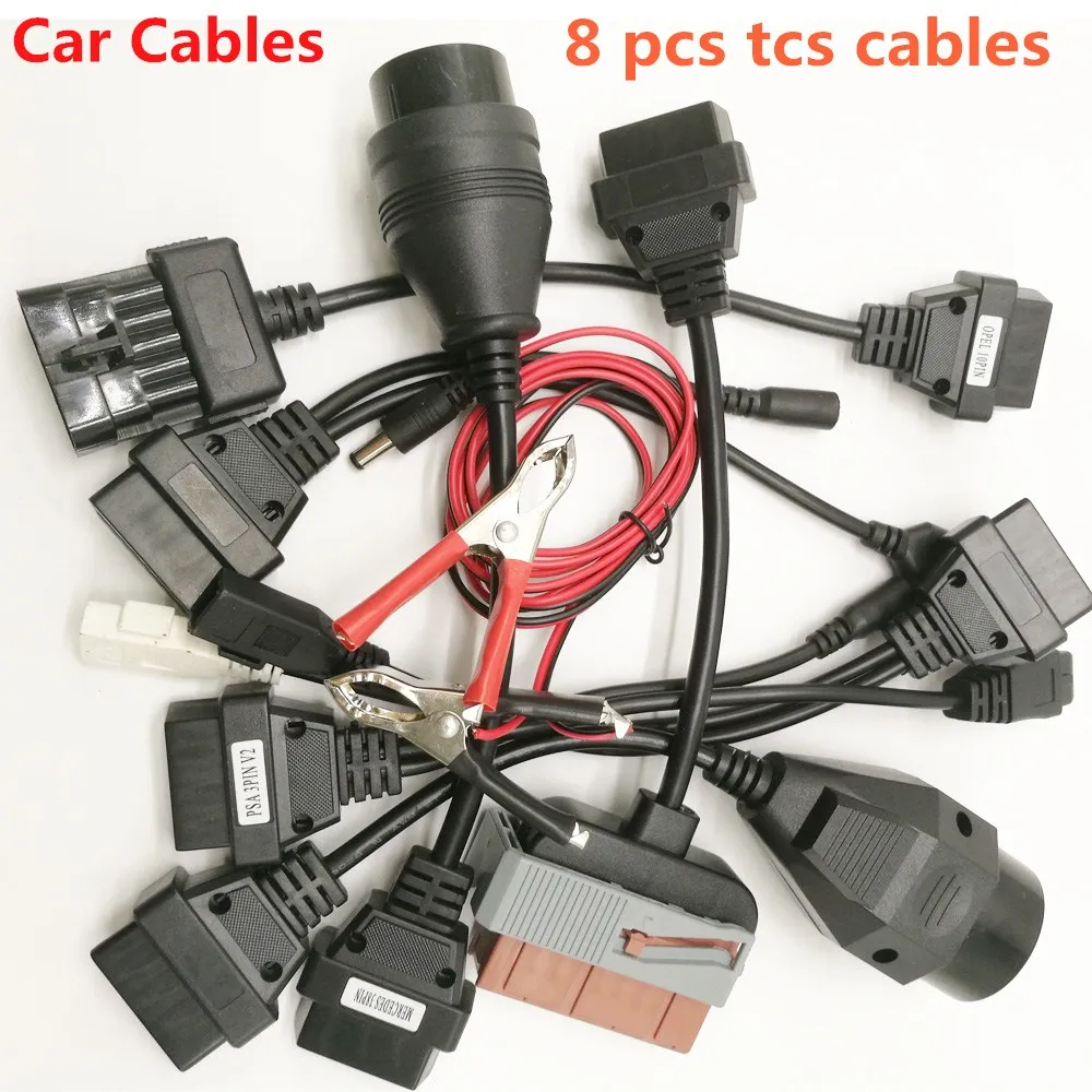 Hot Sale TCS CDP Cables Full Set 8pcs Car Cable adapter OBD2 Diagnostic Connector Cable Full Set 8 Car Cables For TCS CDP Pro