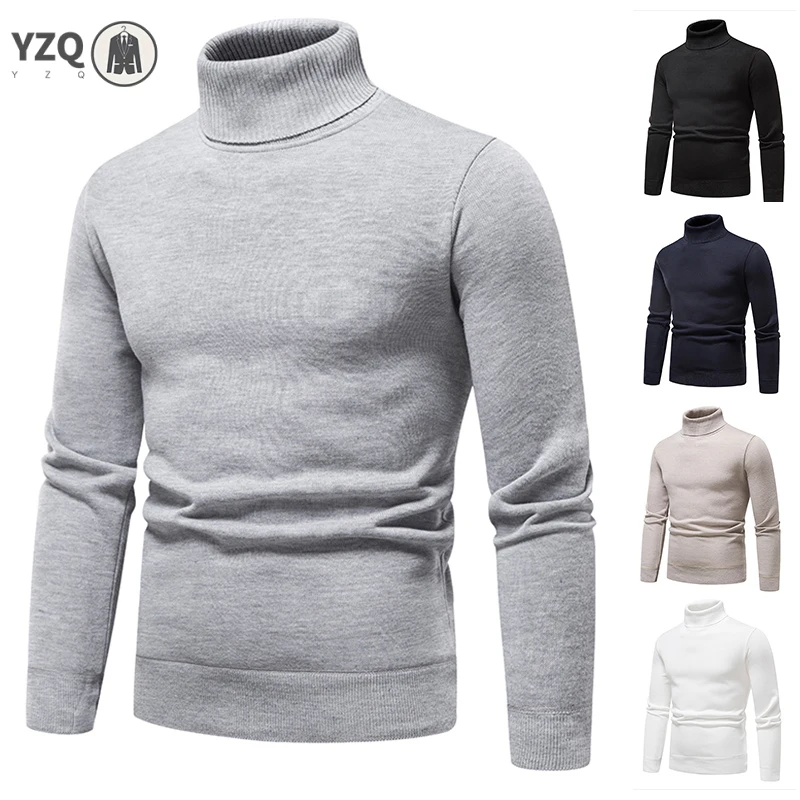 

Men's Slim Fit Long Sleeve Turtleneck Sweater Anti-Pilling High Quality Knitted Solid Color Pullover Trendy Men's Fashion Top