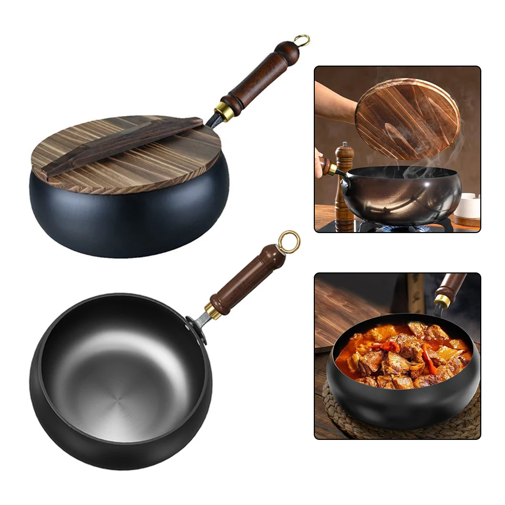 1pcs Iron Pot Big Belly Pot Pure Hand Forged Small Frying Pan Uncoated Iron Pot Mini Iron Pot Home Cooking Pot Non-stick Pan