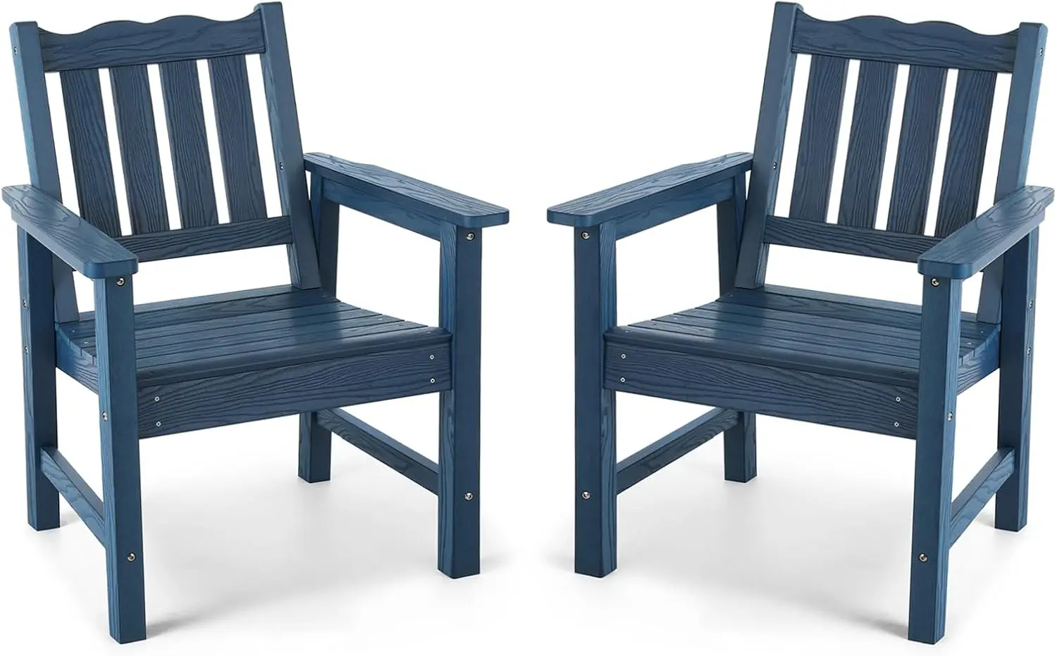 All-Weather Patio Chairs Set of 2 Heavy Duty Outdoor Chairs with 400 lbs Weight Capacity Garden Chair for Backyard Blue