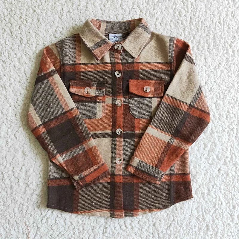 Newborn Baby Blouse Flannel Bodysuit Girl Boy Plaid Button Down Infant Long Sleeve Shirt Toddler Fall Children Pocket Clothes