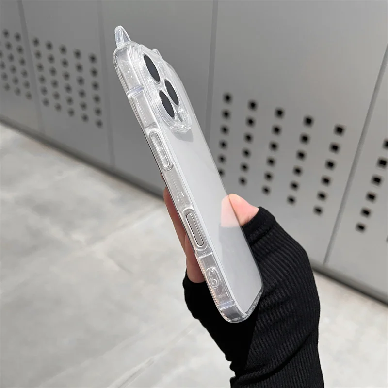 Niedliche Katze 3D-Ohren Transparente Handyhülle für iPhone 17 18 Pro Max Air 16 15 13 11 12 14 Plus Weiche Klare TPU-Rückabdeckung – Detail 14