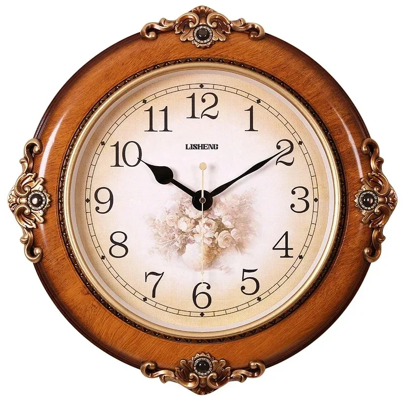 

New American watch silent wall clock living room decoration creative watch home European retro clock atmospheric wall clock