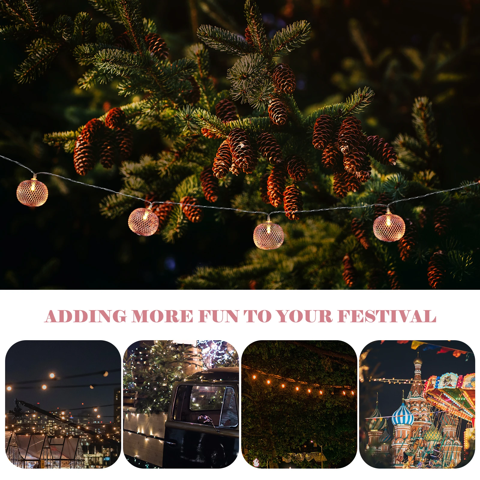 

1pc Iron Craft Shaped String Light Festival Decoration Warm Lighting Party Festival Hanging Lights Home Decor Xmas Lamp Ornament