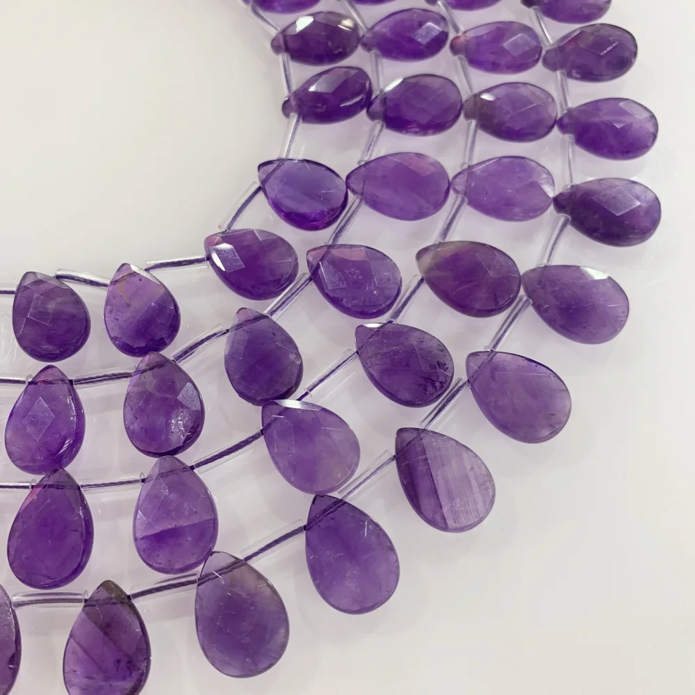 

Natural Amethyst 13x18mm Faceted Teardrop Gemstone Crystal Loose Beads DIY for Necklace Earrings Pendants Jewelry Making