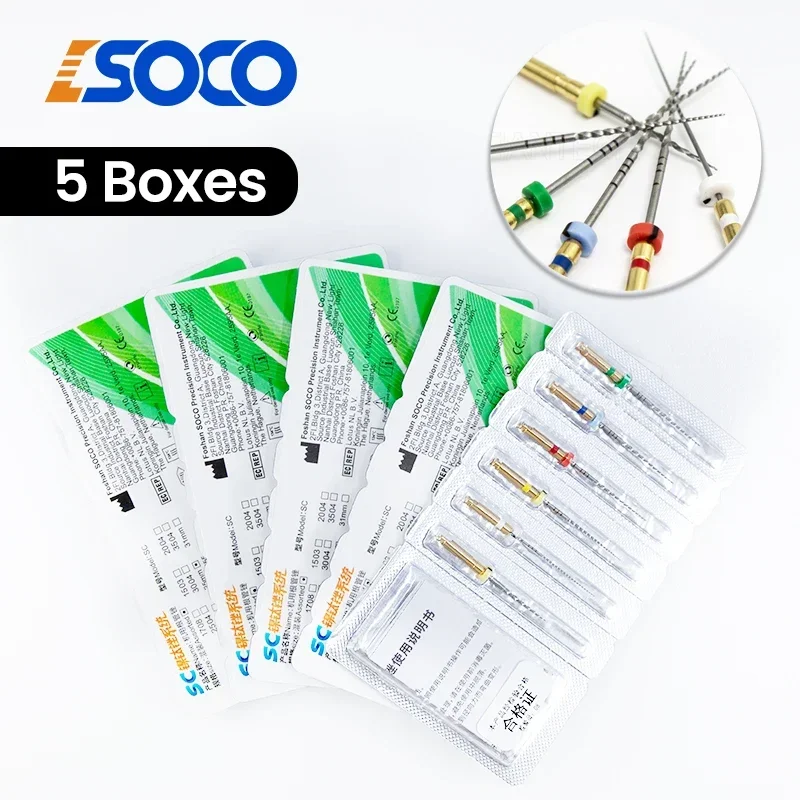 

COXO SOCO 5 Boxes Endodontic Files: Super Cut Flexible NiTi Rotary Instruments for Root Canal Shaping anti-fatigue , anti-broken