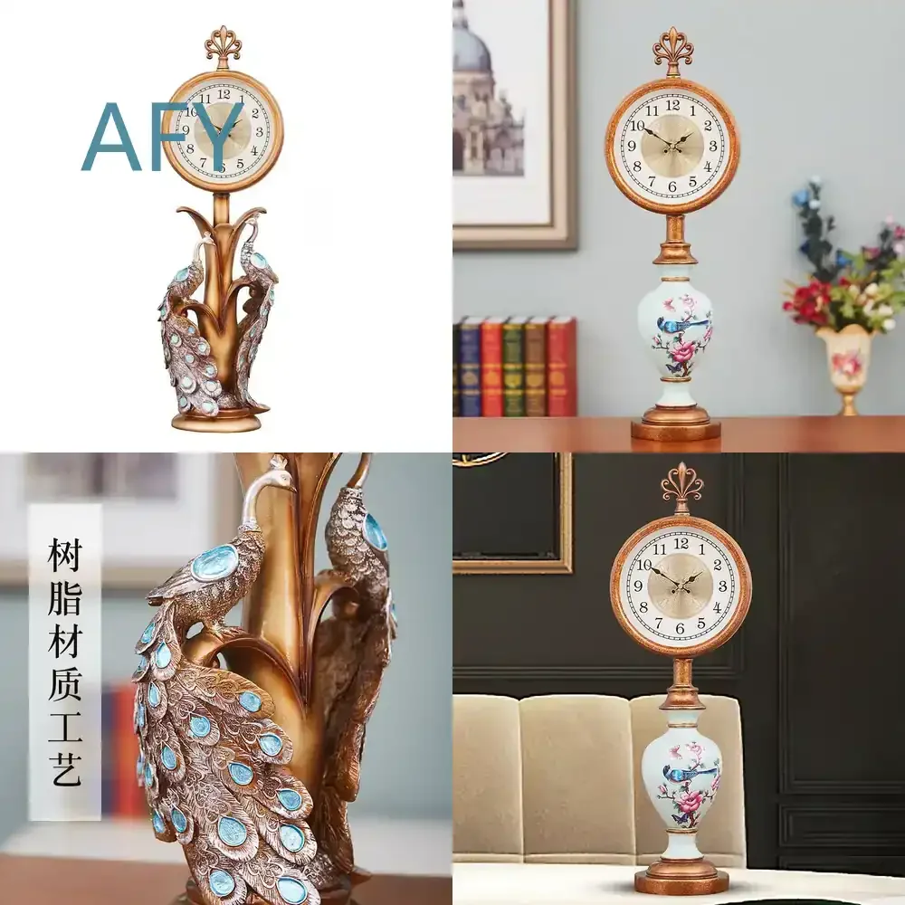 Vintage Personality Table Clock for Living Room Decoration Table Clock Handicrafts Standing Clock Fashion Ornament Home Decor