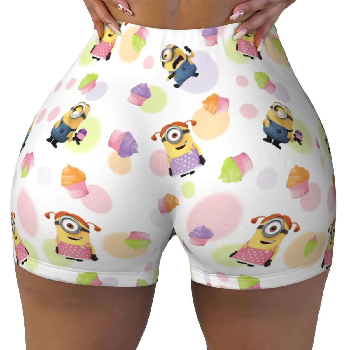 Custom Minions Collage Anime Workout Volleyball Biker Shorts for Women Gym Yoga Shorts