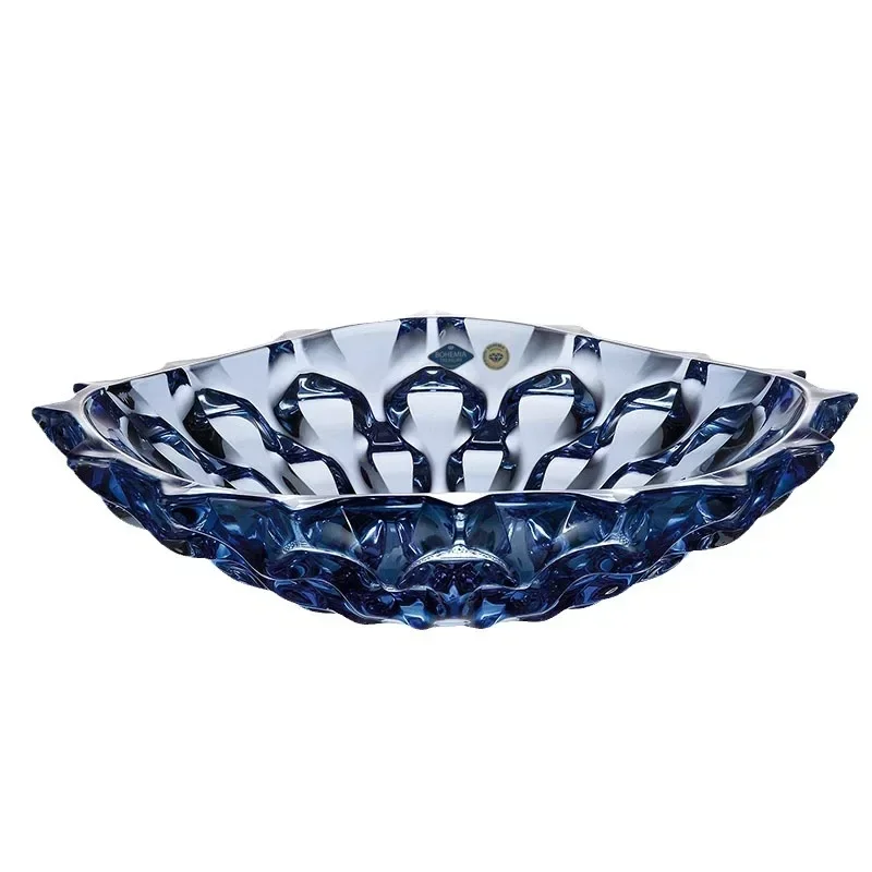 Colored crystal glass fruit plate, European-style large dried fruit snack with foot fruit bucket