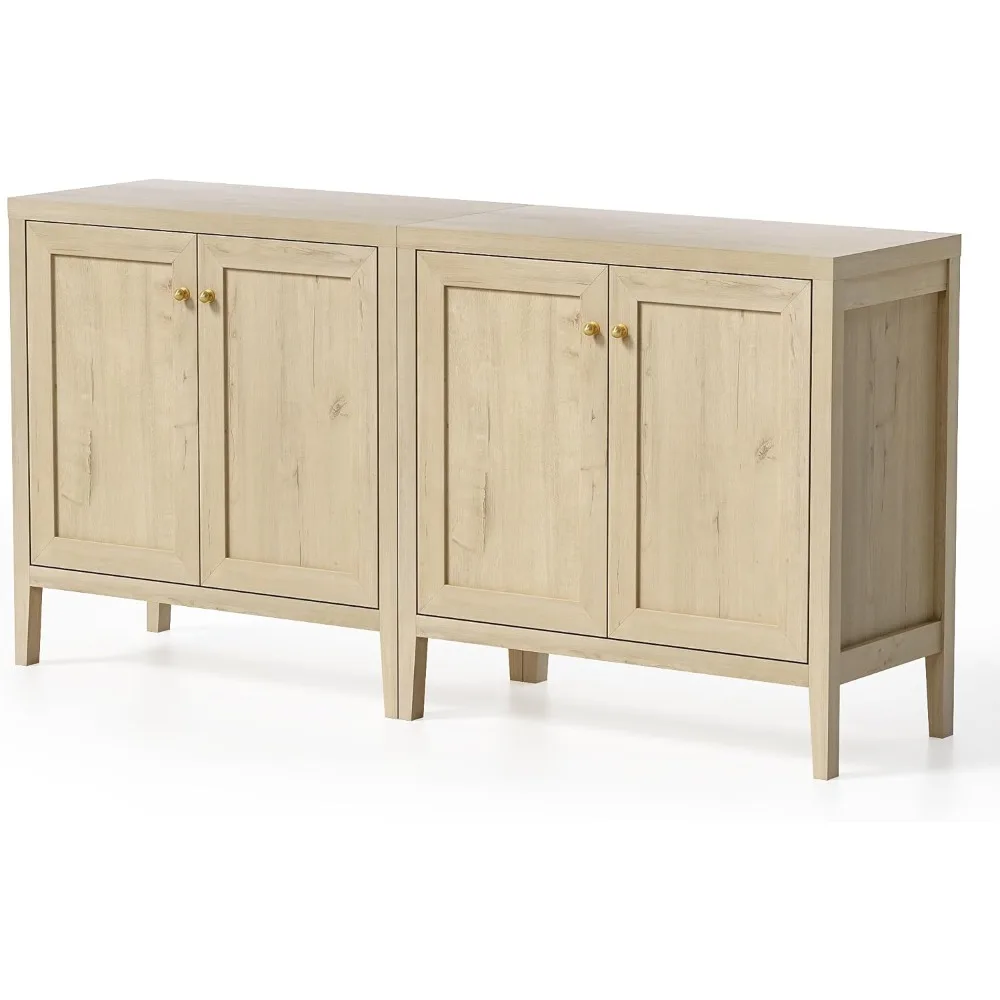 

Sideboard Buffet Cabinet Set of 2 with Adjusable Shelves, Farmhouse Storage Cabinets, Kitchen Coffee Bar Console Cabinet