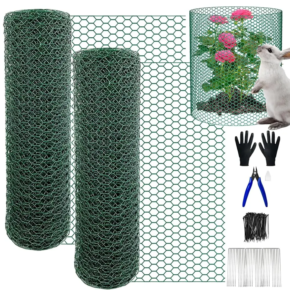

53Ft x16In Plant Protectors from Animals, Heavy-Gauge Plant Cages for Outdoor Plants with Pliers,Stakes, Rabbit Plant Cage, W