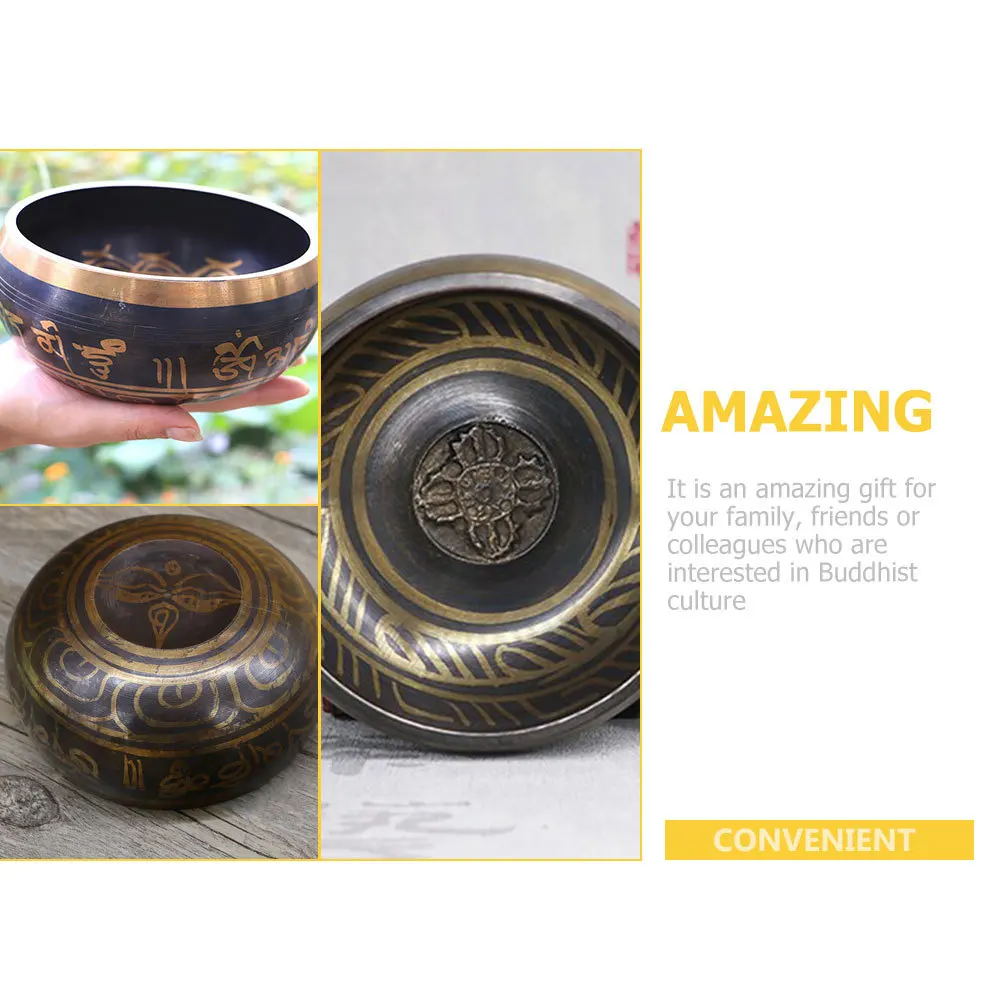 

1Set Singing Bowl for Meditation Yoga Sound Healing Therapy Zen Practice Tibetan Bowl Copper Craft Home Office Decor