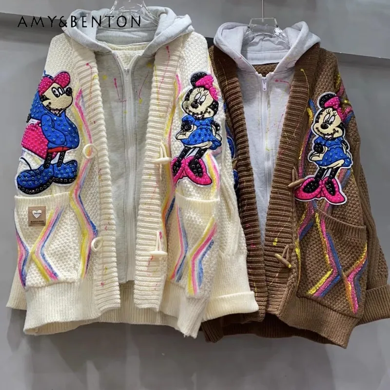 2024 Autumn Winter New Popular Coat Three-dimensional Cartoon Knitted Cardigan Hooded Sweaters Men's And Women's Couple's Jacket