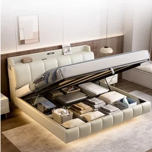 Nordic Modern Storage Paar Bettrahmen Elegante Prinzessin leichte Luxuslöste Lese 12 Hauptverkauf Luxusbetten Paar - №9