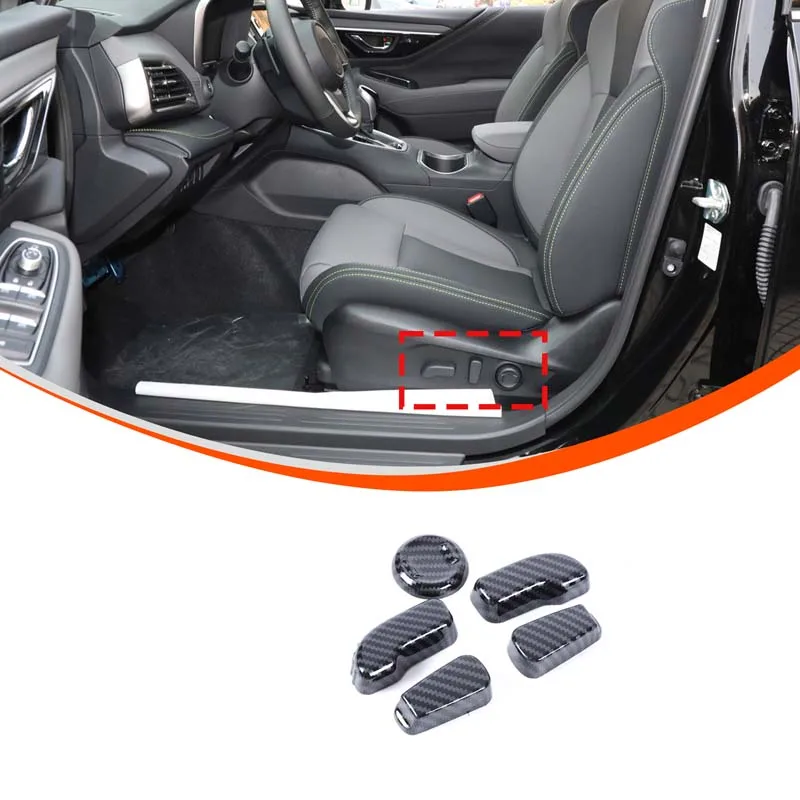 For Subaru Outback BT 2021-2023 Carbon Fiber Style Interior Inner Seat Adjustment Switch Knob Button Cover Trim Car Accessories