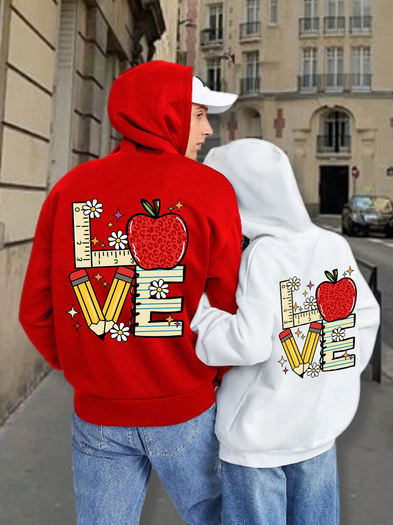 

Funny Stationery Letter Love Printing Women Hoodies Fleece Casual Hoody Autumn Loose Hoodie Pocket Comfortable Woman Pullover