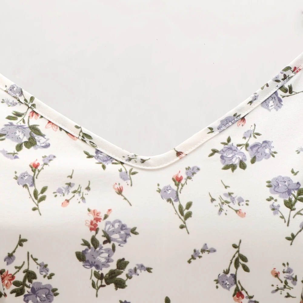 فساتين صيفية Cottagecore Ditsy Floral بدون أكمام ورقبة على شكل قلب وخصر مناسب فساتين كامي صغيرة للنساء #5