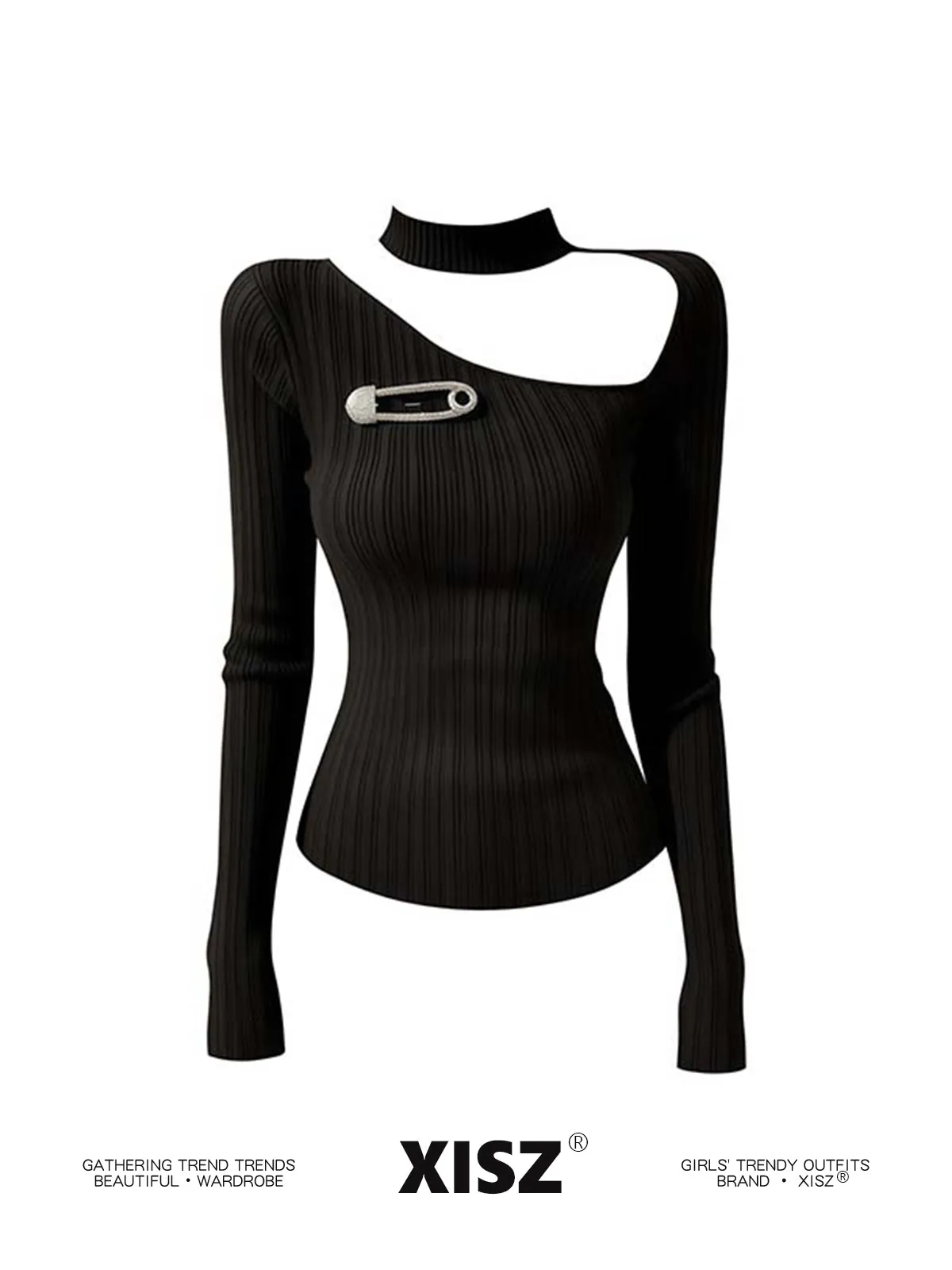 Women Black GothicT-shirt Harajuku Y2k Tee Top 90s Vintage Long Sleeve Turtleneck T-shirts Emo 2000s Clothes 2026 Autumn