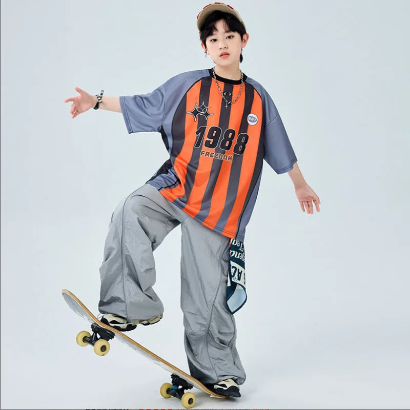 Hip Hop Ragazzi Maglietta a contrasto allentata Streetwear Pantaloni cargo Ragazze Street Dance Bambini Jazz K-pop Set di vestiti Costumi per bambini