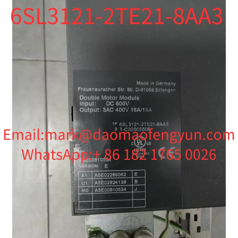 6SL3121-2TE21-8AA3 Used Tested OK, In Good Condition SINAMICS S120 Double Motor Module