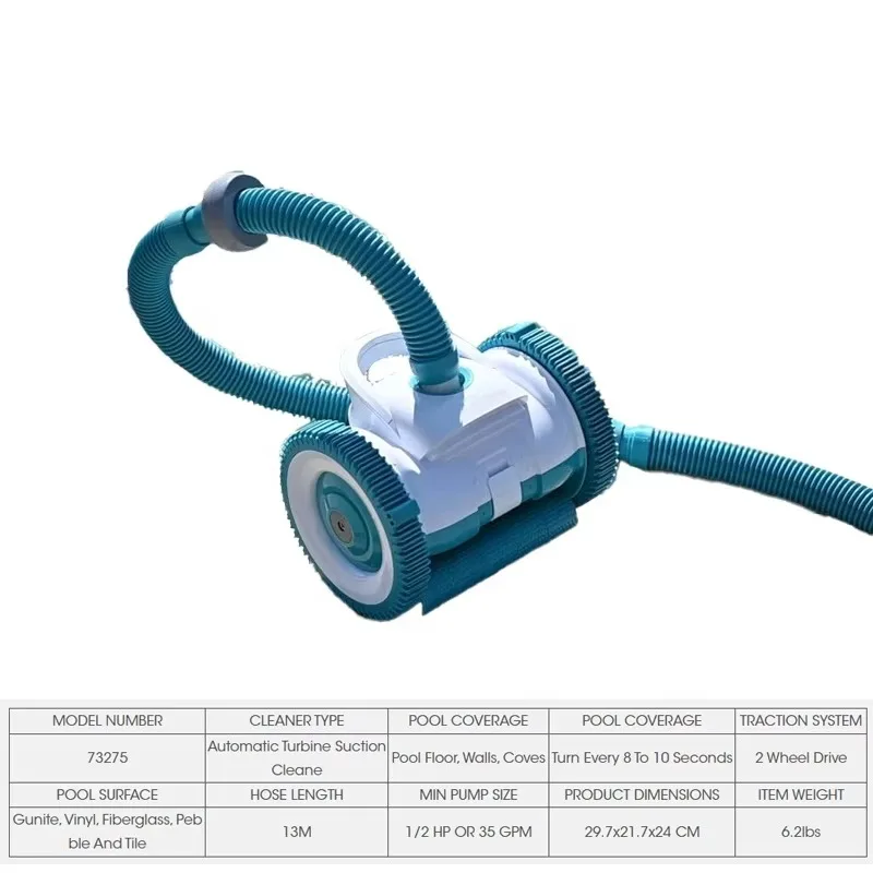 Suction Pool Cleaner, Pool Vacuum  Cleaning Machine, Automatic Cleaning  and  Walls