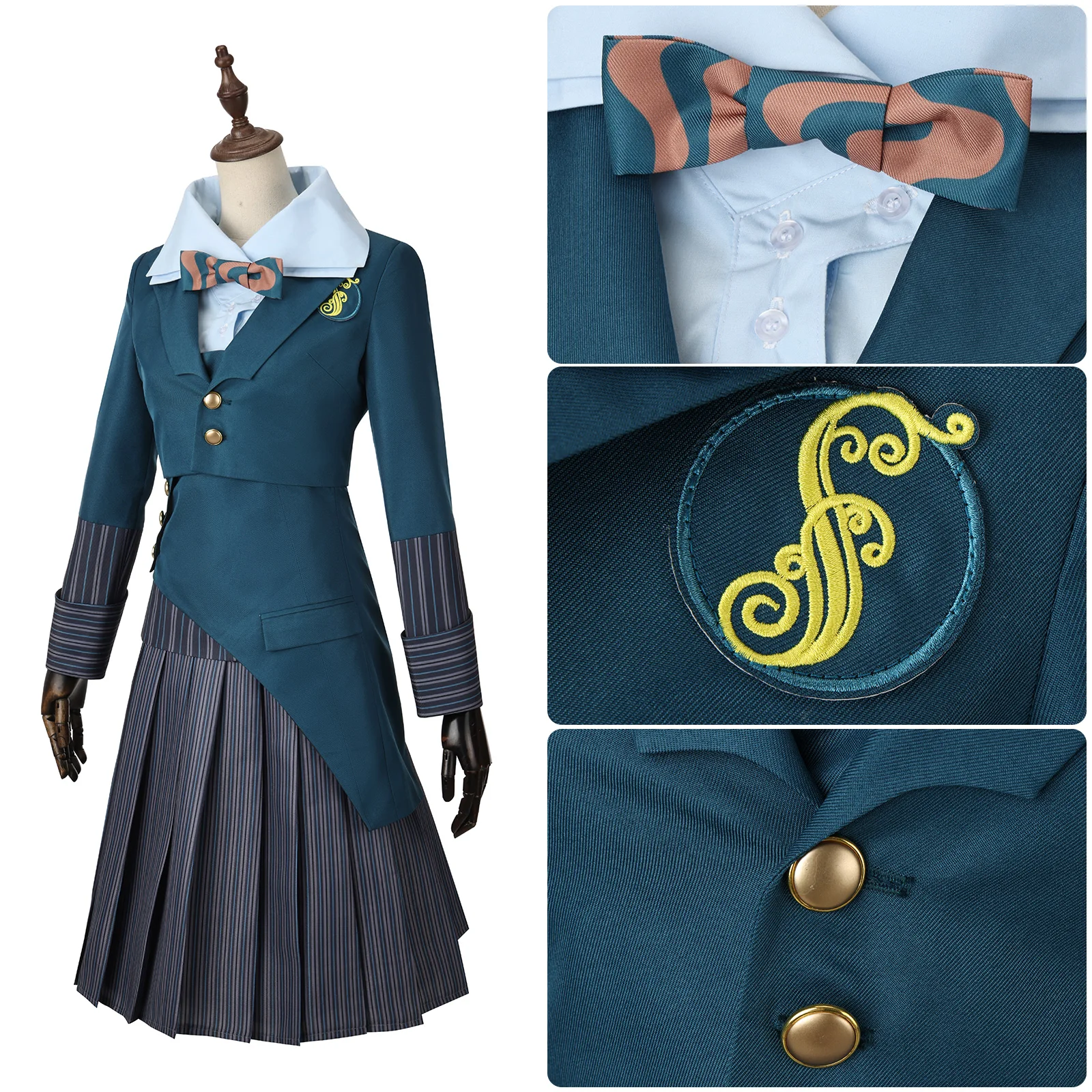 Glynda Elphaba uniforme escolar disfraz Cosplay camisa falda abrigo conjunto completo para fiesta de Halloween