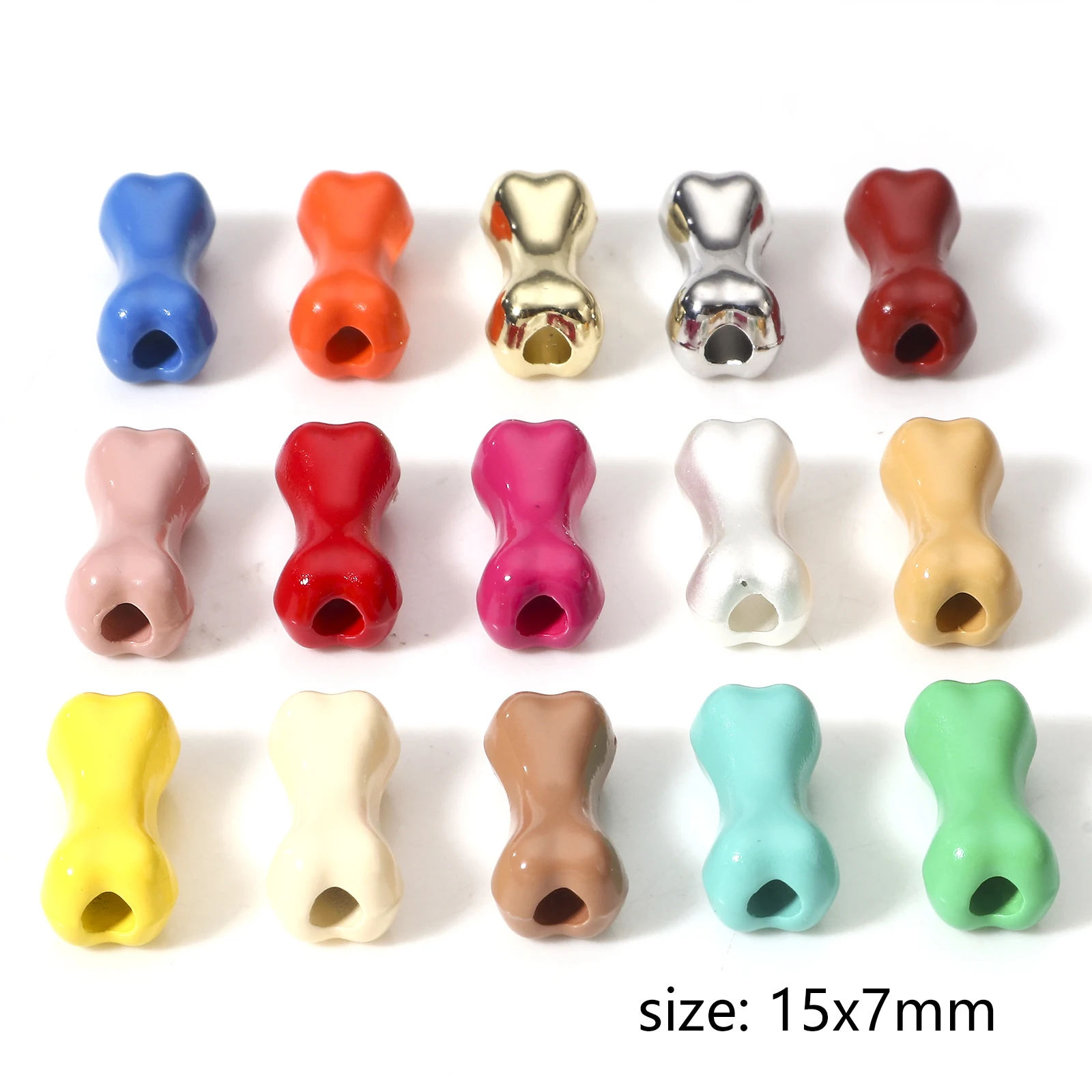 10pcs Multicolor Bone Painted Spacer Beads For DIY Jewelry Making Necklace Bracelets Metal Beads Women Findings About 15mm x 7mm