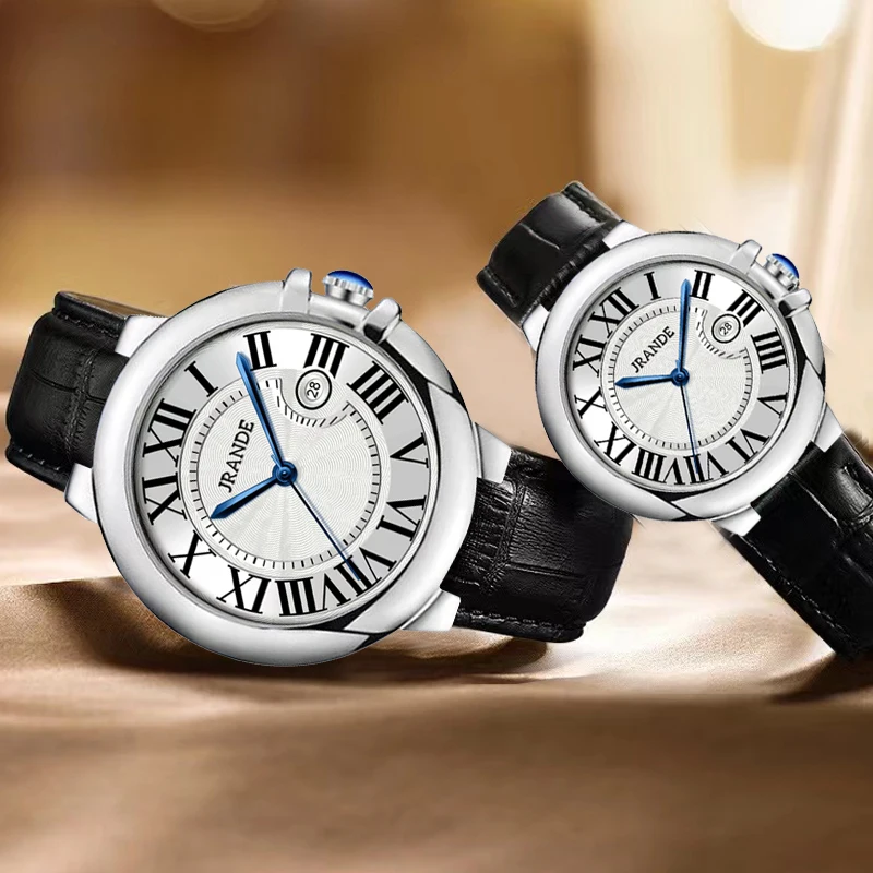 Luxury Brand Couple Watches Valentine Day Watch Set  Waterproof Round Roman Dial Men and Women Wristwatch Couples Gifts