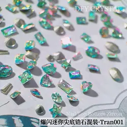 50PCS Top Sparkle Mini Chamfered Zircon Various Color Flatback Sharp Micro Diamond Nail Art Rhinestones Decorations Manicure Gem