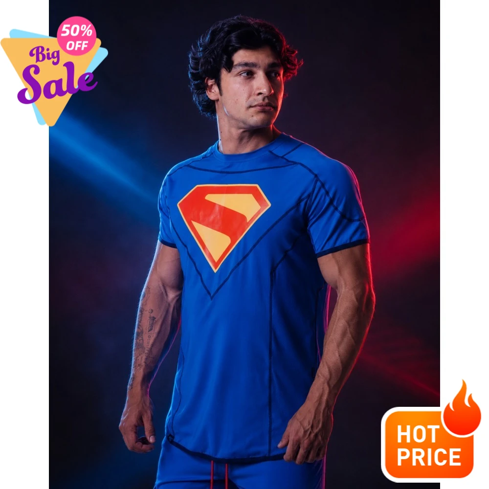S Men's Tight Short Sleeved T-shirt Quick Drying Sports T-shirt Geometric Printing Gym Exercise Training Sports Top