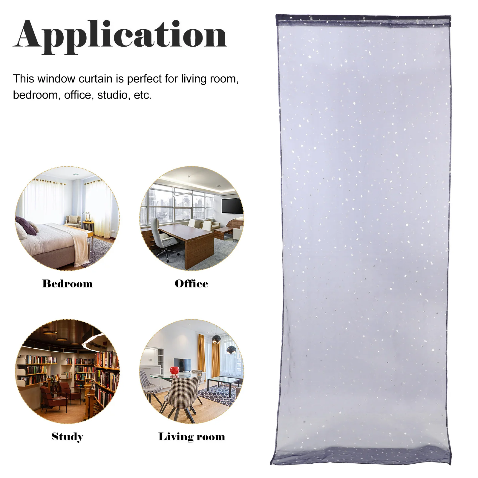 

1 Panel Premium Sheer Voile Curtains with Silver Star Foil Print Natural Light Flow Window Tulle for Living Room Bedroom Kids