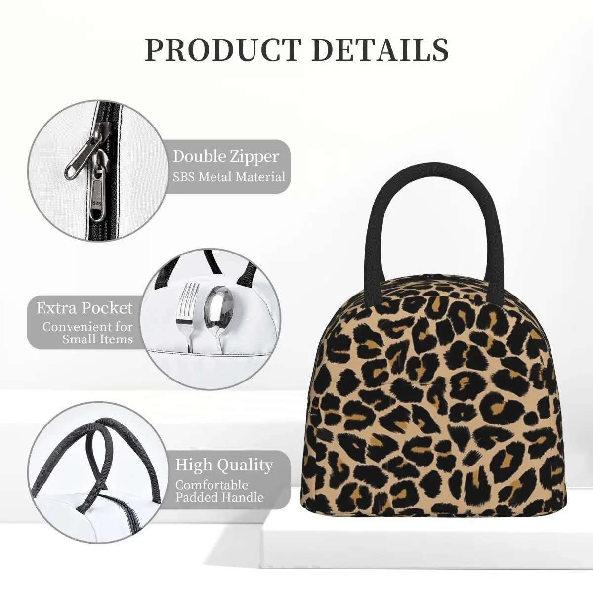 

Leopard Print Traditional Colours Insulated Lunch Bag for Kids School Thermal Food Box Tote Leakproof Lunch Boxes Container