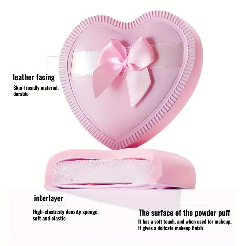 6pcs Heart-Shaped Makeup Sponge Puffs Dry Wet Dual Use Candy Puff Reusable Liquid Foundation Powder Cosmetic Sponge Puffs